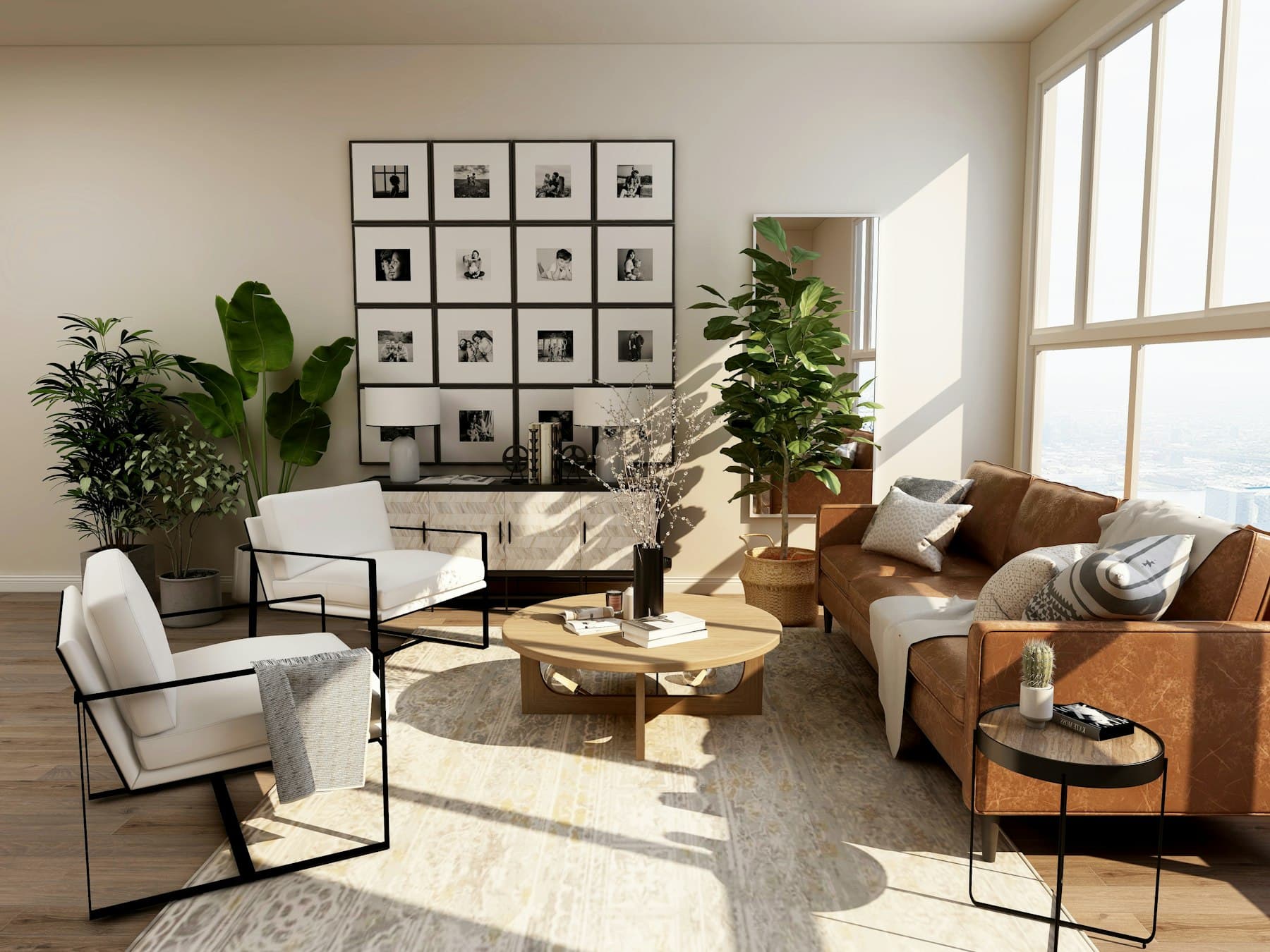 Contemporary interior with warm natural light
